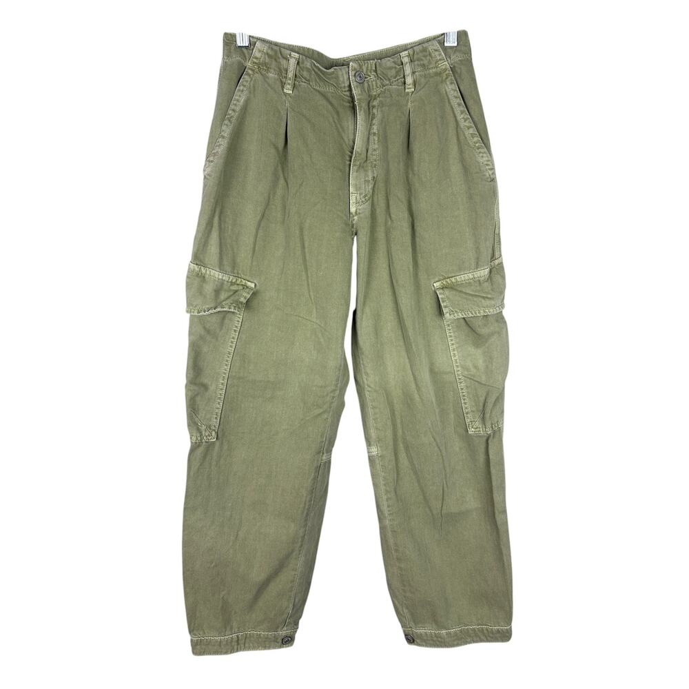 Free People First Light Barrel Leg Utility Pant Olive Military Green Pants 4
